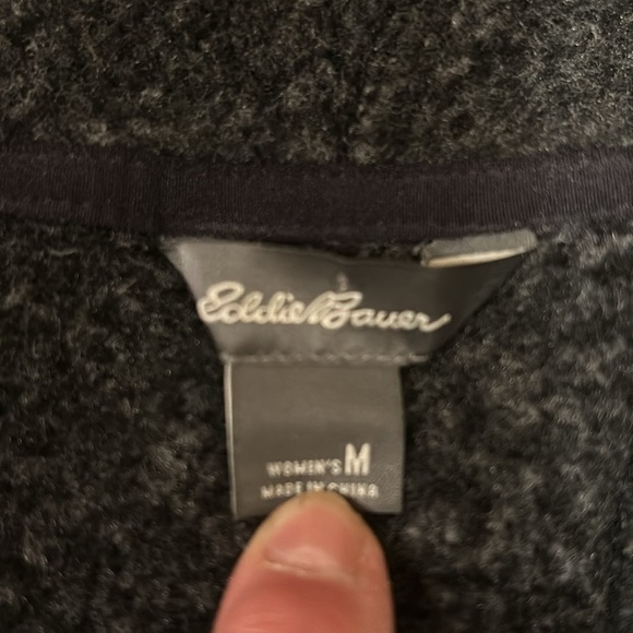 Eddie Bauer Charcoal Fleece Long Sleeve Zip front Hooded Sweatshirt Women’s M - Picture 9 of 11